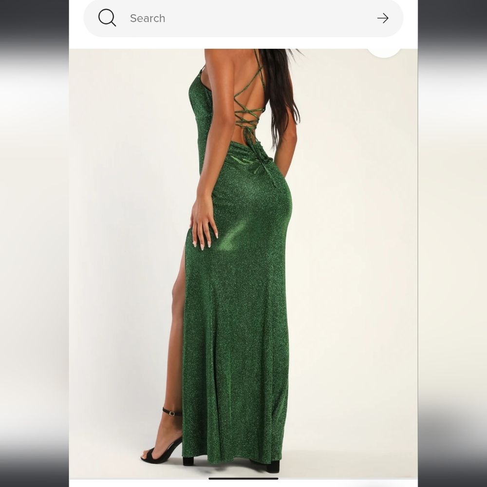 Lulu's Shimmering Emerald Evening Dress - Picture 2 of 6